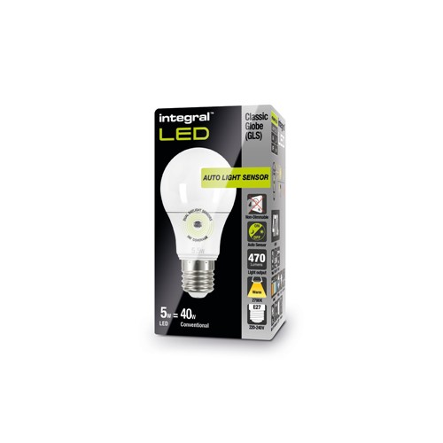 Integral E27 5,5-W-LED-Birne mit integriertem Tag/Nacht-Sensor 