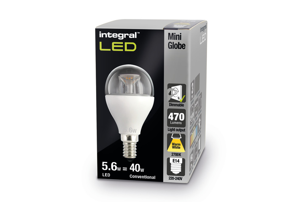 Integral LED GOLF BALL BULB E14 470LM 5.6W 2700K DIMMABLE 210 BEAM CLEAR INTEGRAL