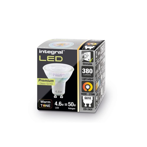 Spot LED Integral GU10 1800-2700K blanc chaud 3,6W 380lumen sur