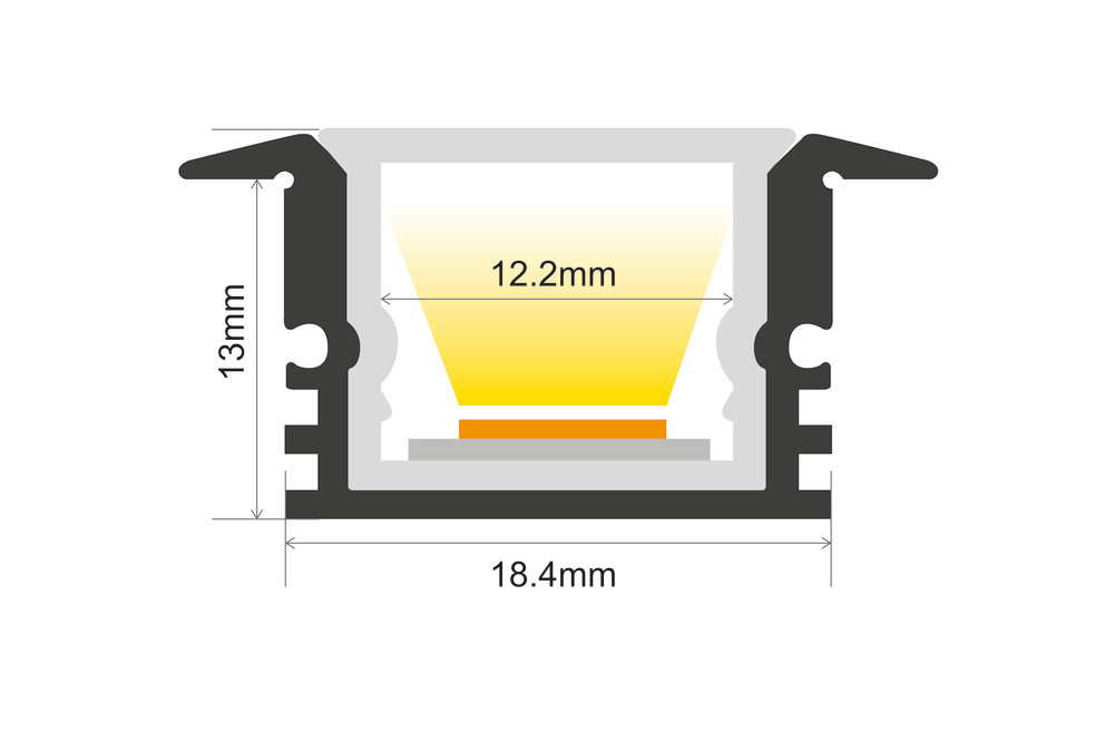 Greenice Aluminium-LED-Profil Mit Milchigem Diffusor – 2 M, Für Einbau Von LED-Streifen
