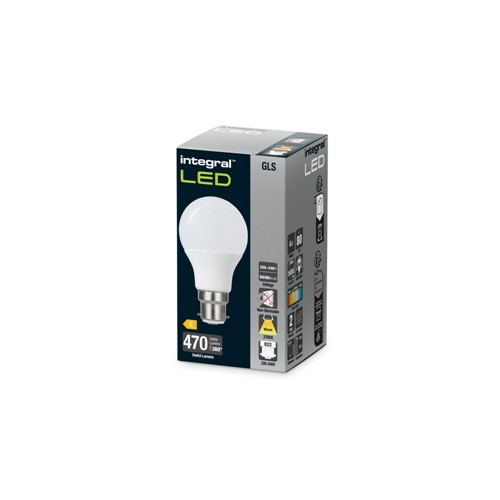 Integral LED | GLS BULB B22 470LM 4W 2700K NON-DIMM 240 BEAM FROSTED ...