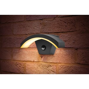 Integral LED OUTDOOR DECORATIVE WALL LIGHT CURVE PIR IP54 360LM 8W 3000K DOWN LIGHT DARK GREY INTEGRAL